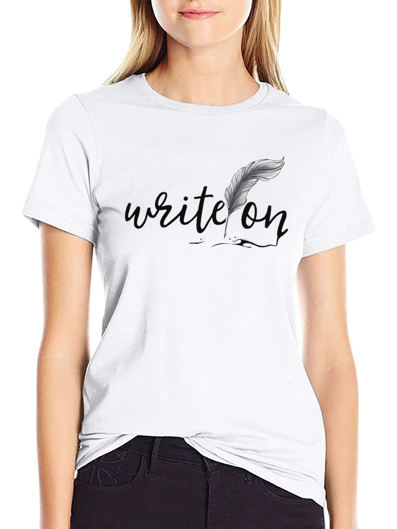 Writer Feather Graphic Tee - Black