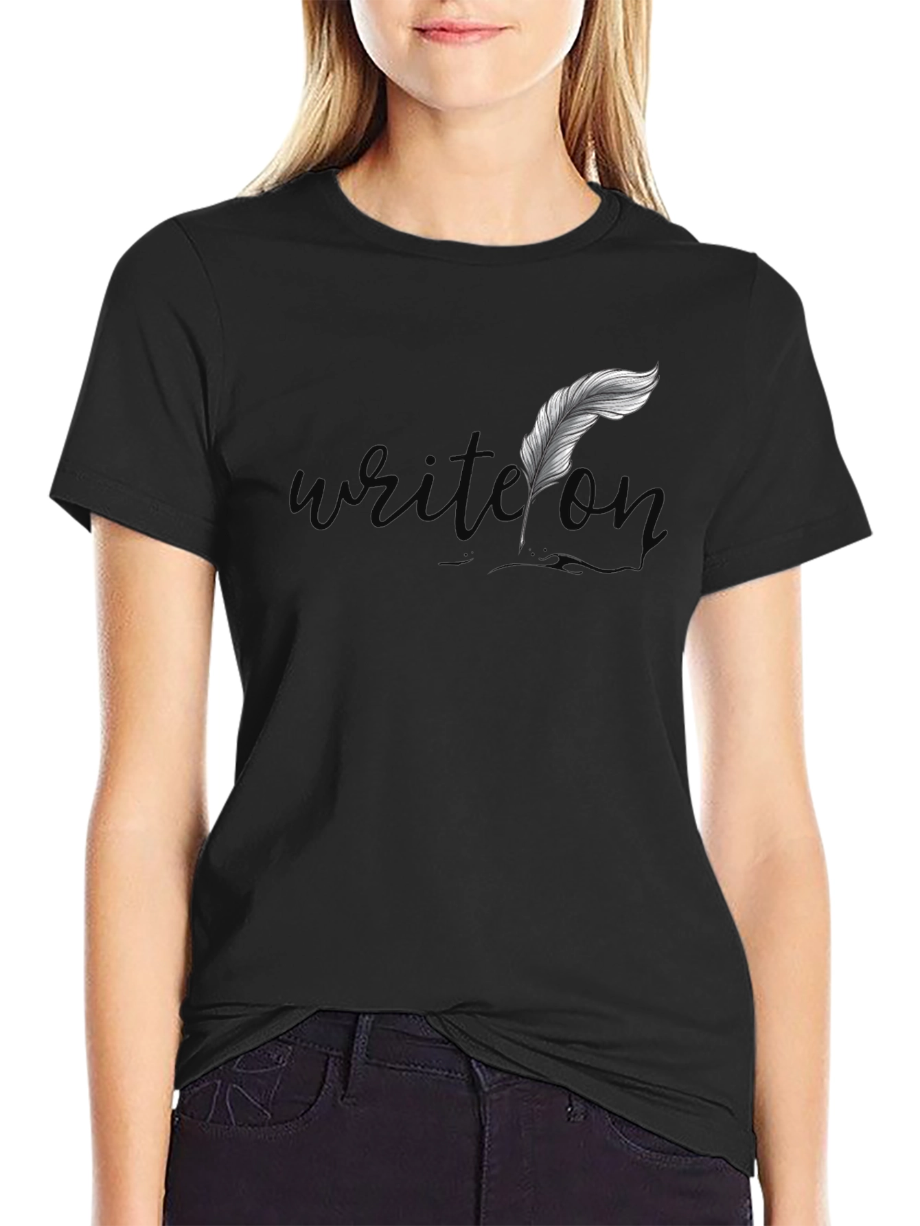 Writer Feather Graphic Tee - Black