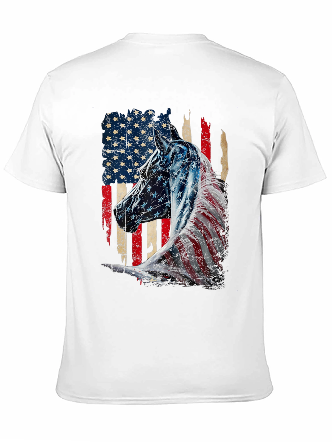 American Flag Horse Graphic Tee - Patriotic Style