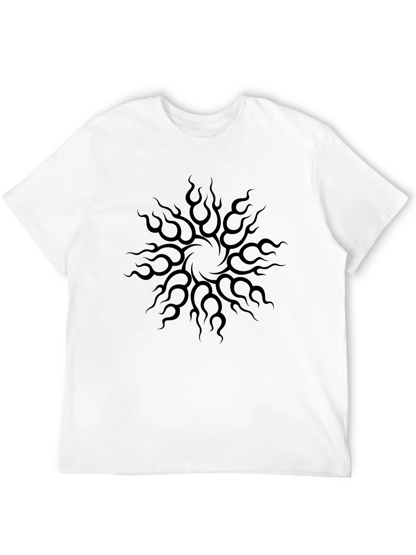 Black Graphic Tee - Tribal Sun Design