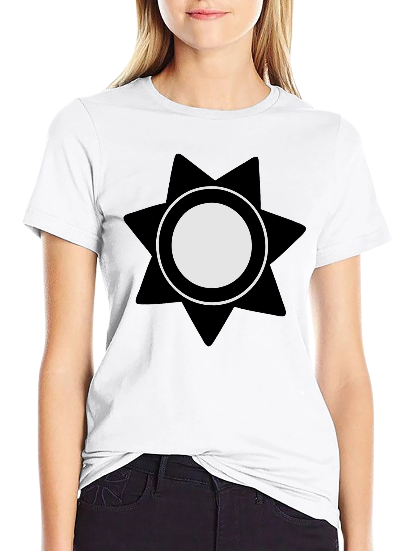 Geometric Starburst Graphic Tee - Black