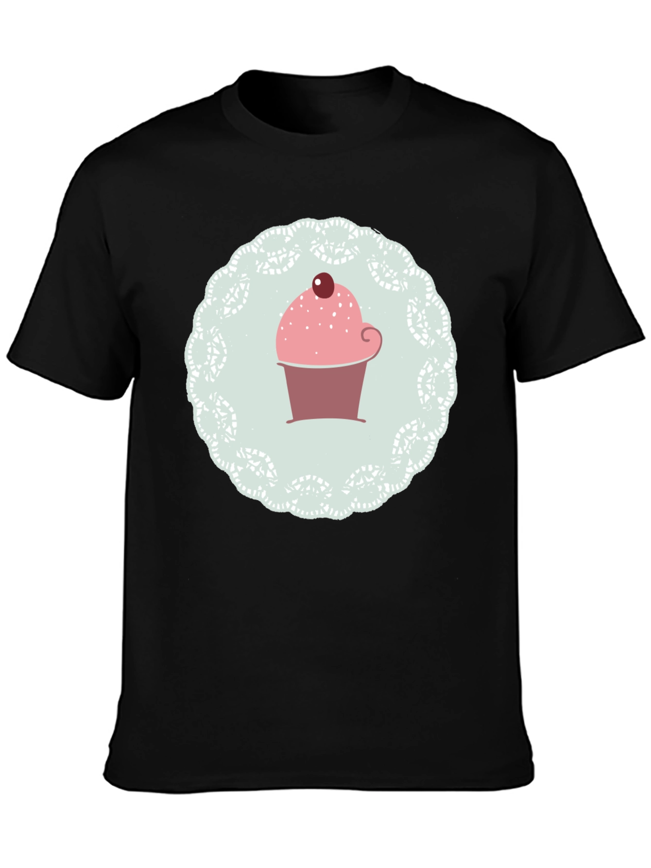 Cupcake Graphic Print Black T-Shirt