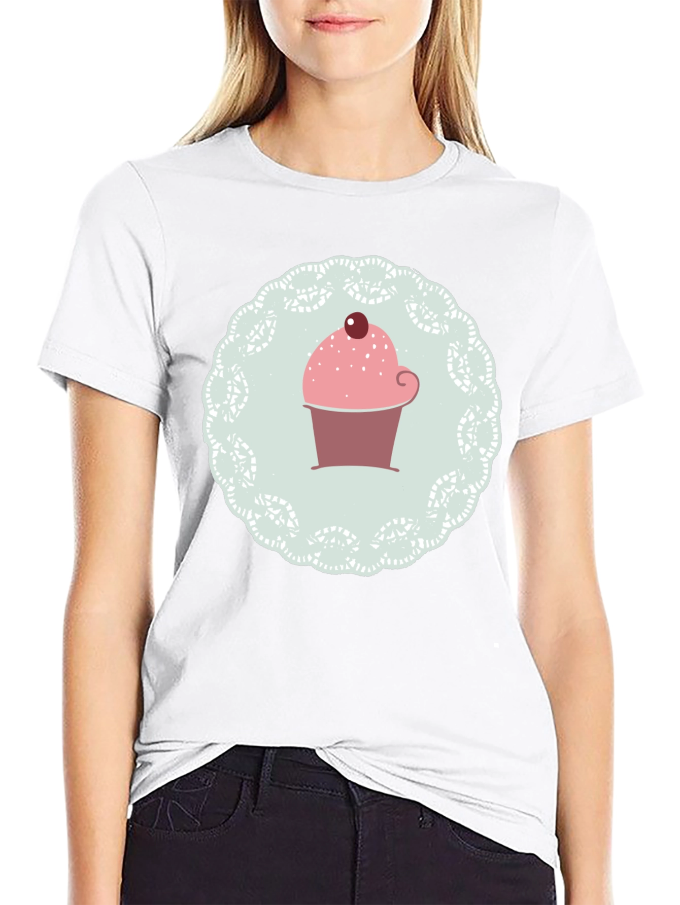 Cupcake Graphic Print Black T-Shirt