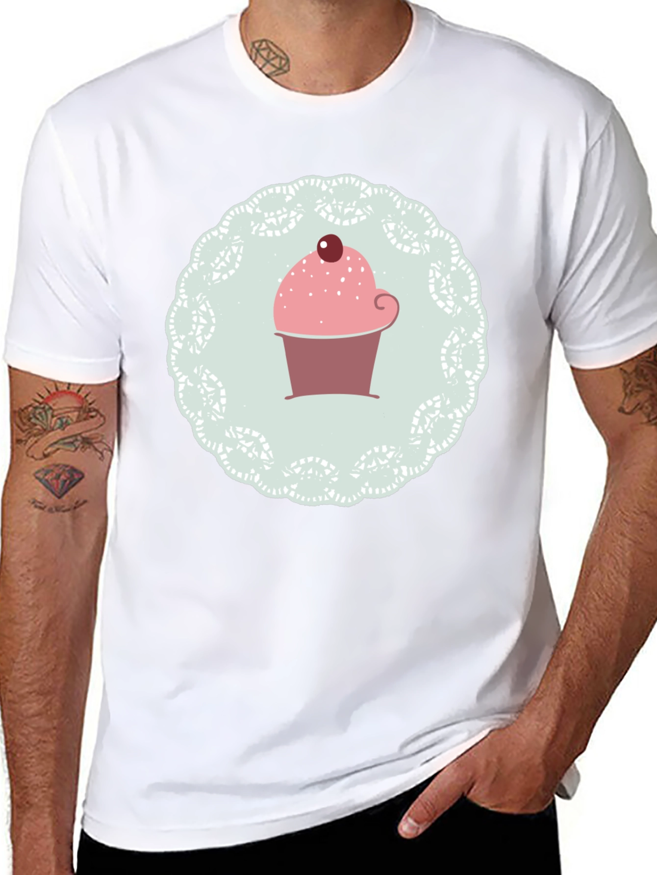 Cupcake Graphic Print Black T-Shirt