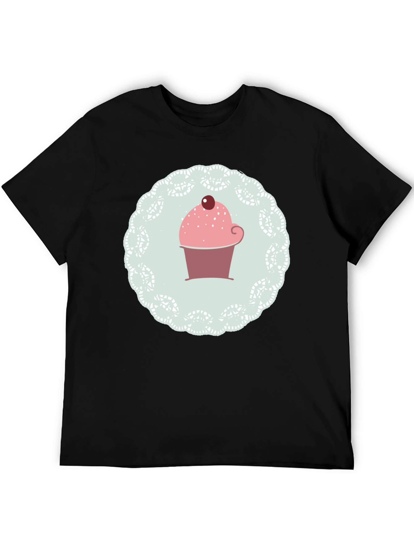 Cupcake Graphic Print Black T-Shirt