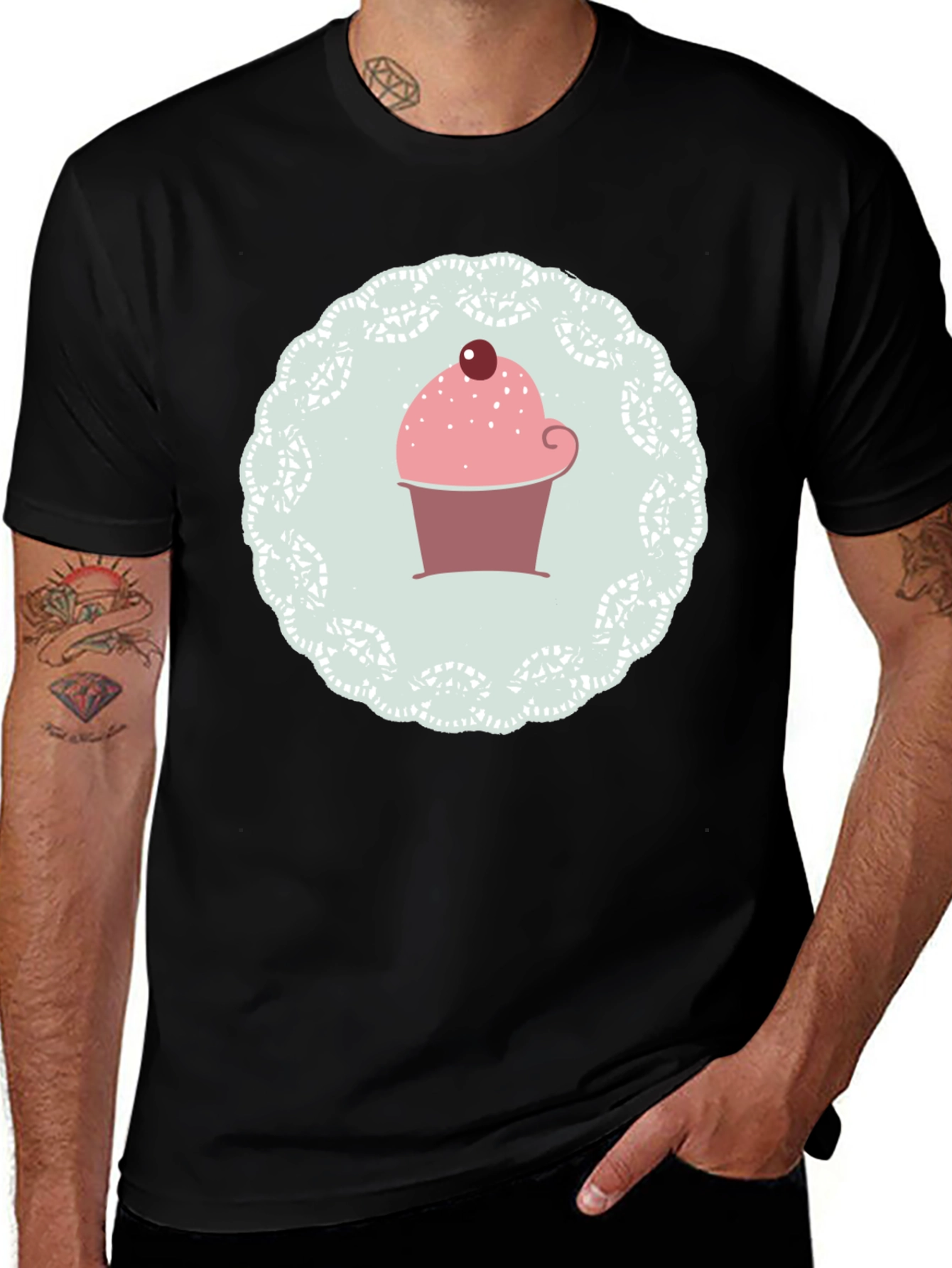 Cupcake Graphic Print Black T-Shirt