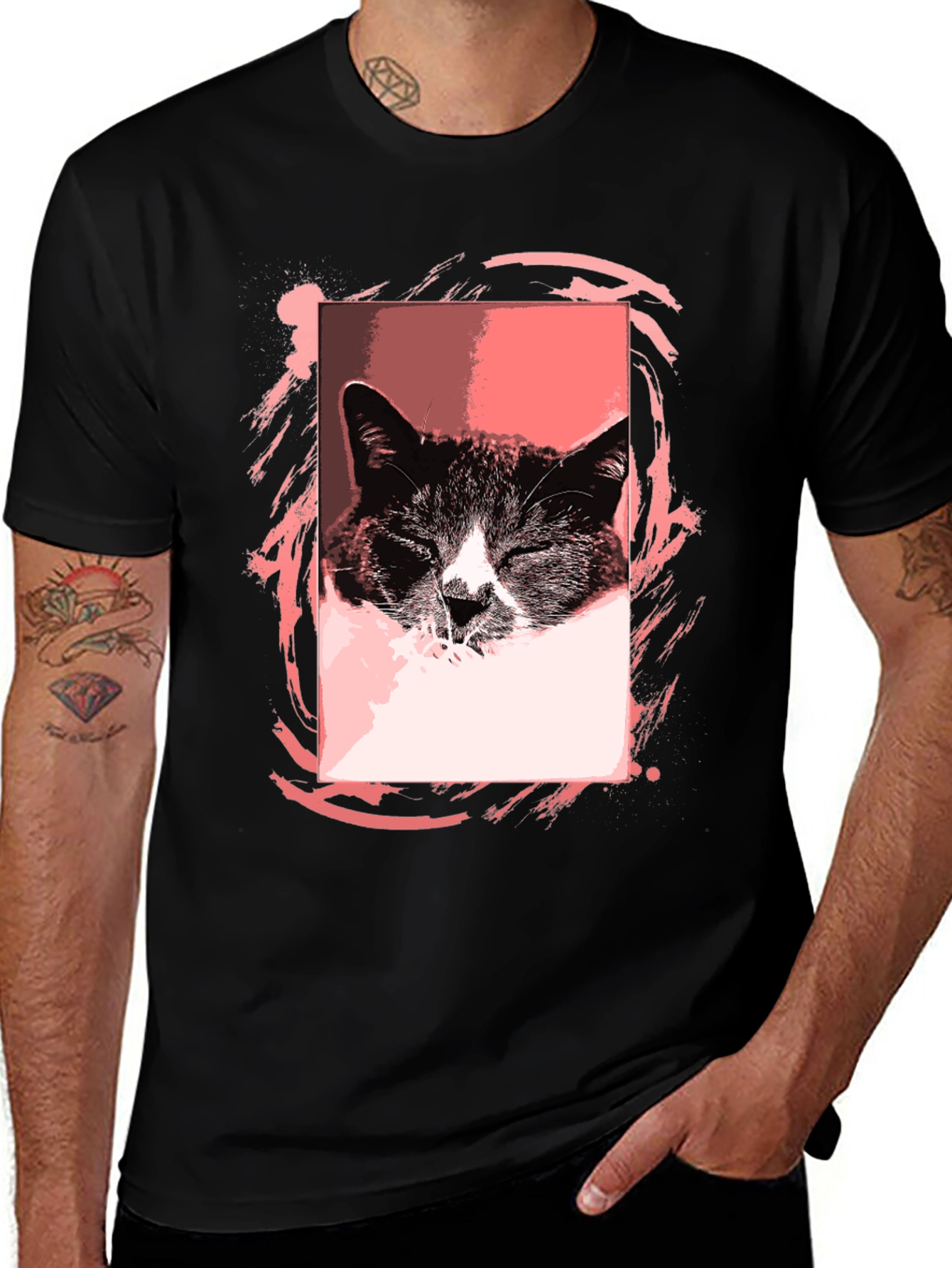 Cool Cat Graphic Tee - Black