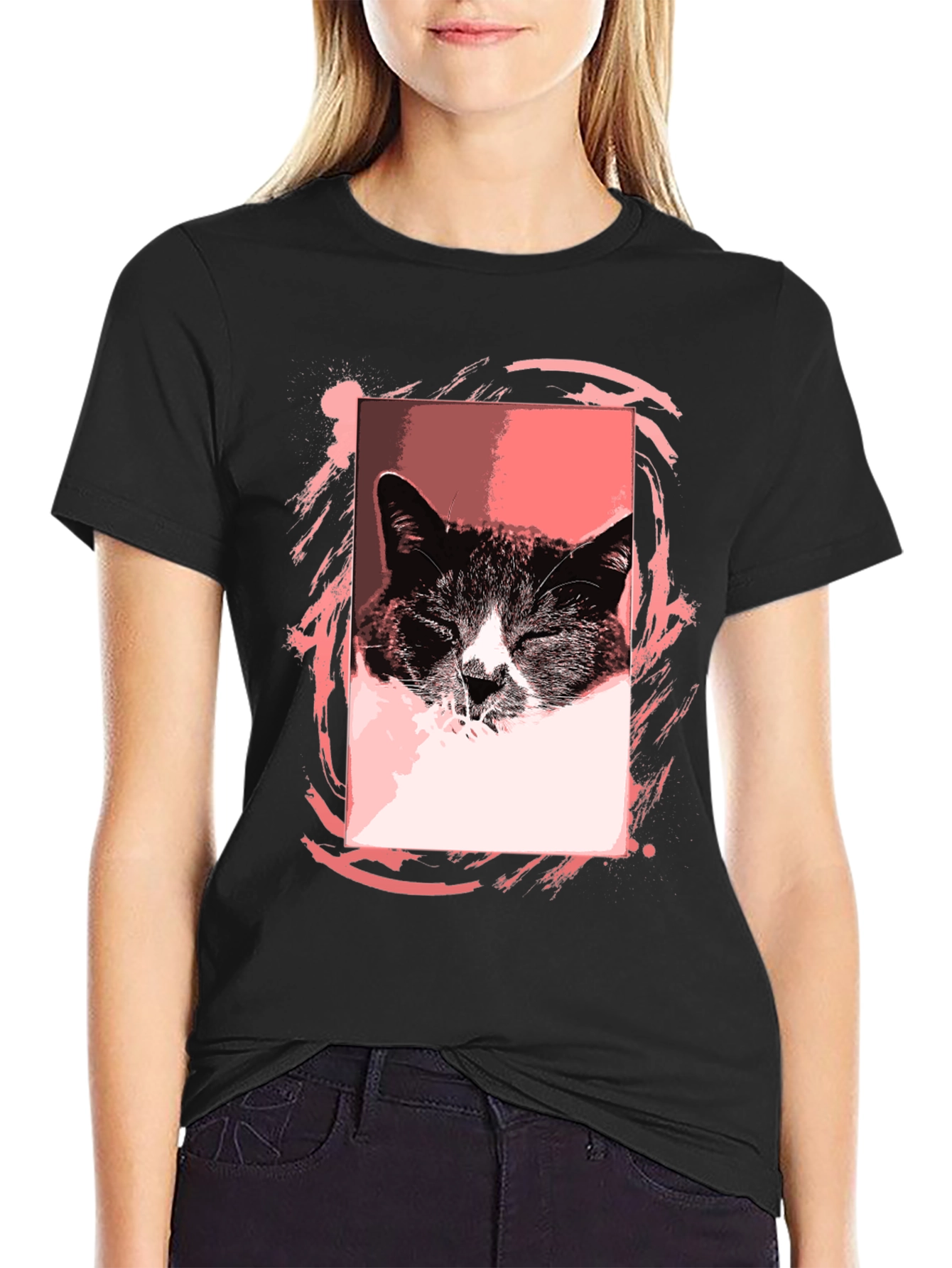 Cool Cat Graphic Tee - Black