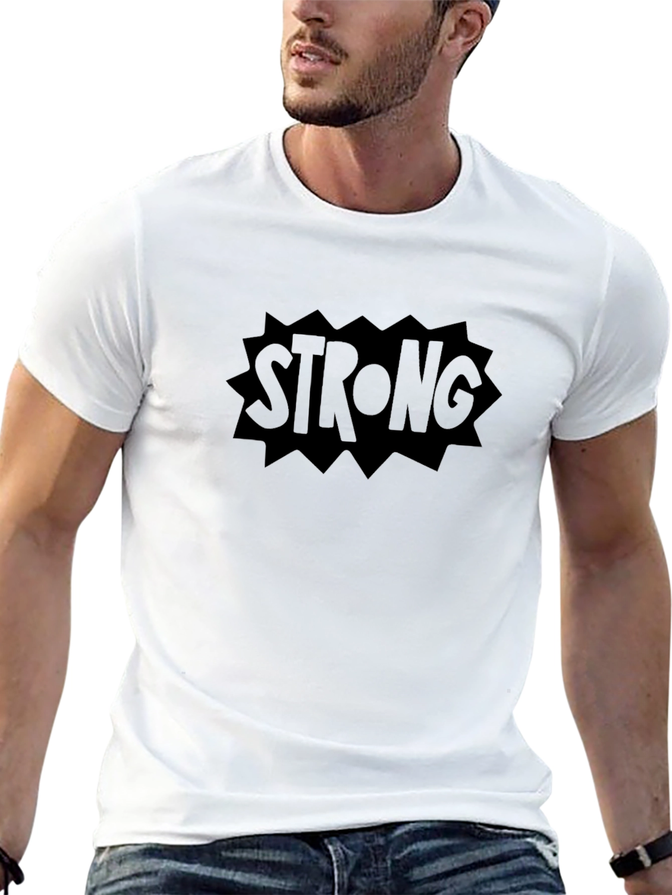 Mens Black Strong Graphic T-Shirt