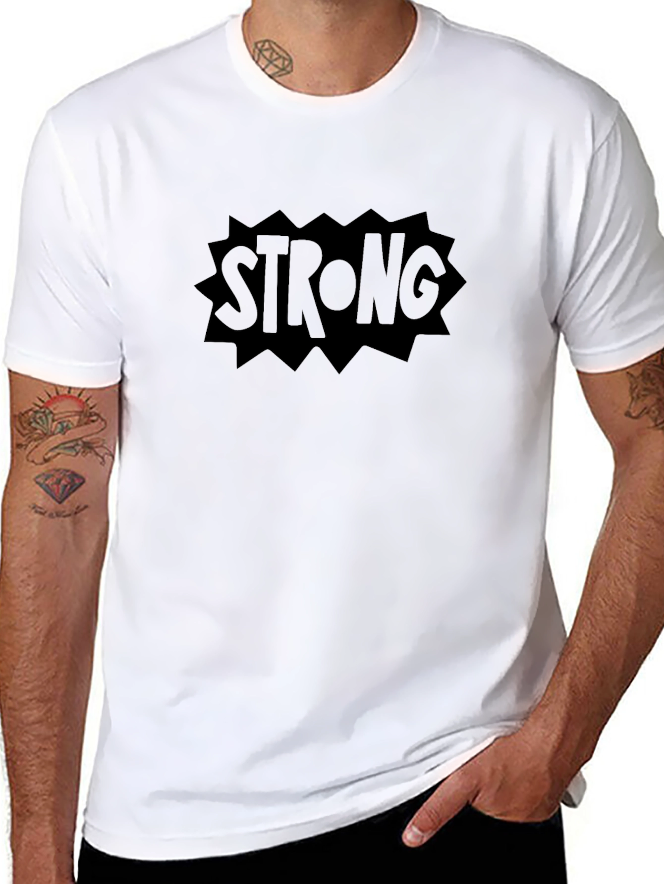 Mens Black Strong Graphic T-Shirt