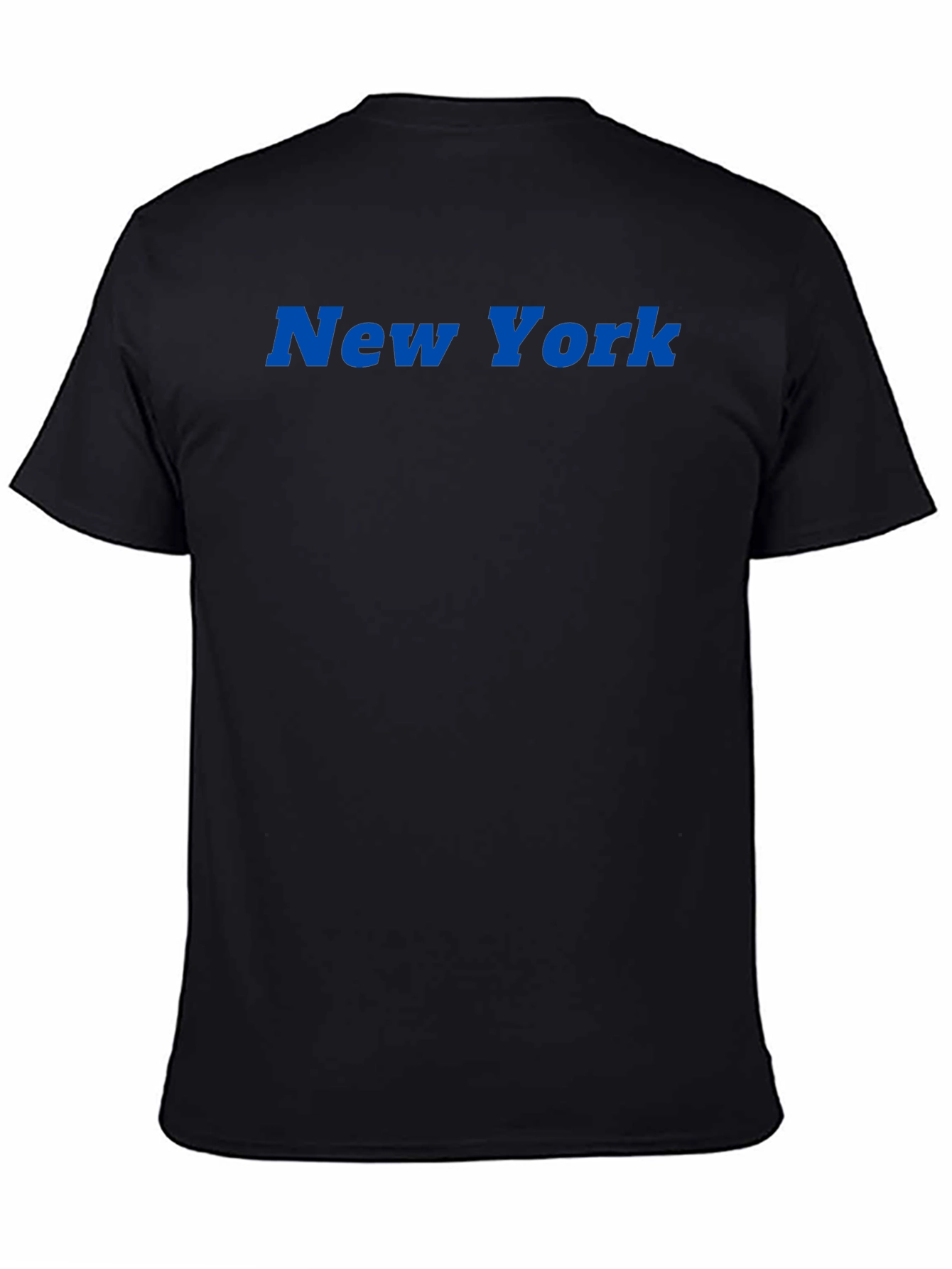 New York Blue Text Black T-Shirt