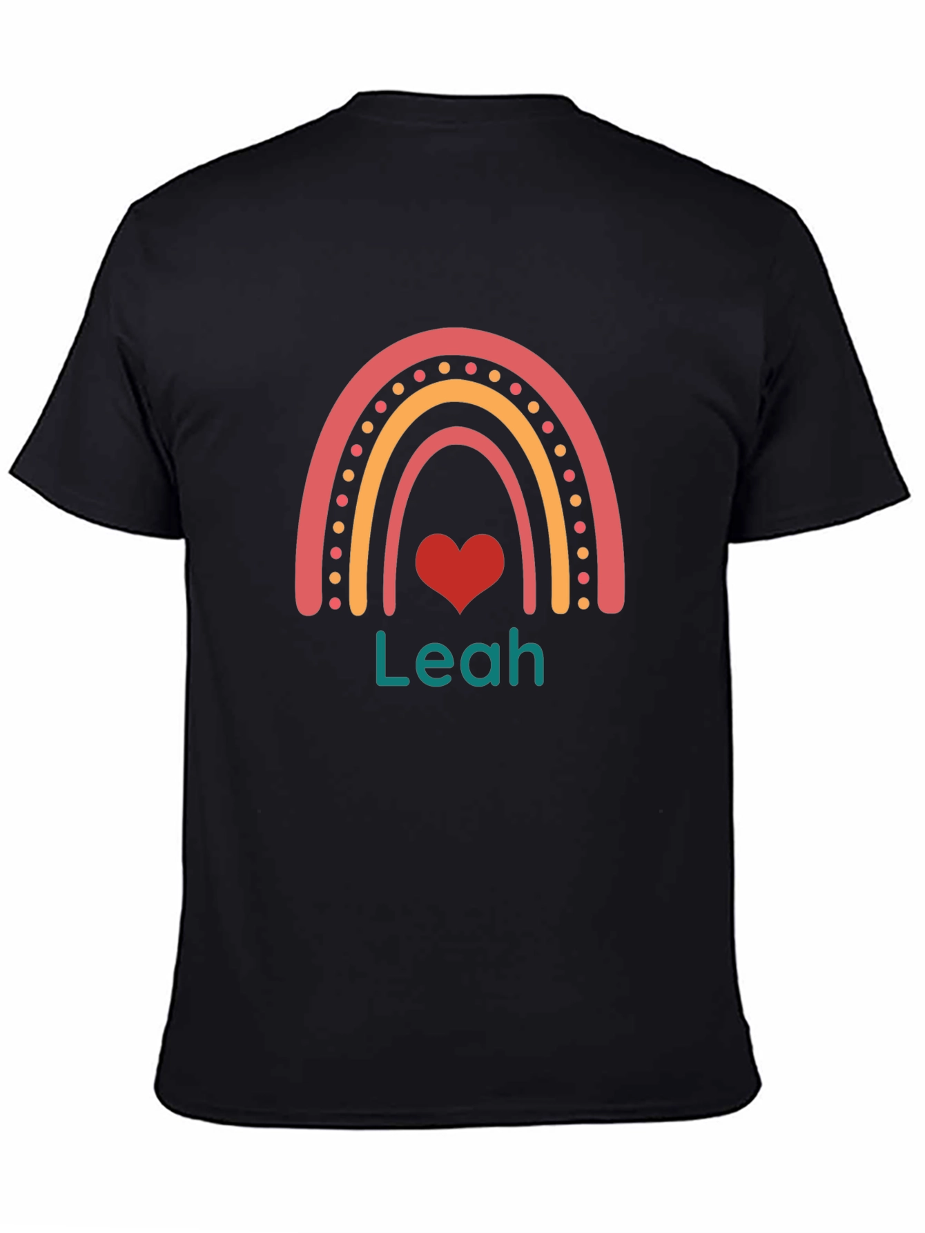 Personalized Leah Rainbow Heart T-Shirt