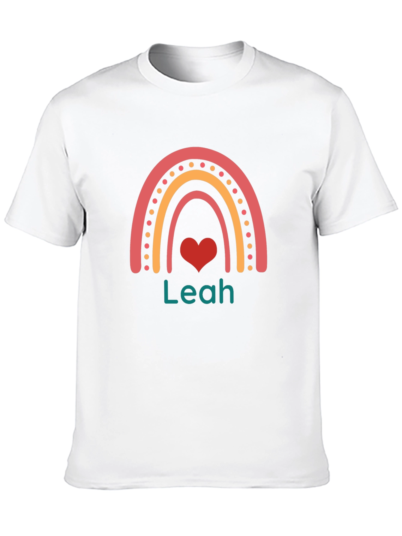Personalized Leah Rainbow Heart T-Shirt