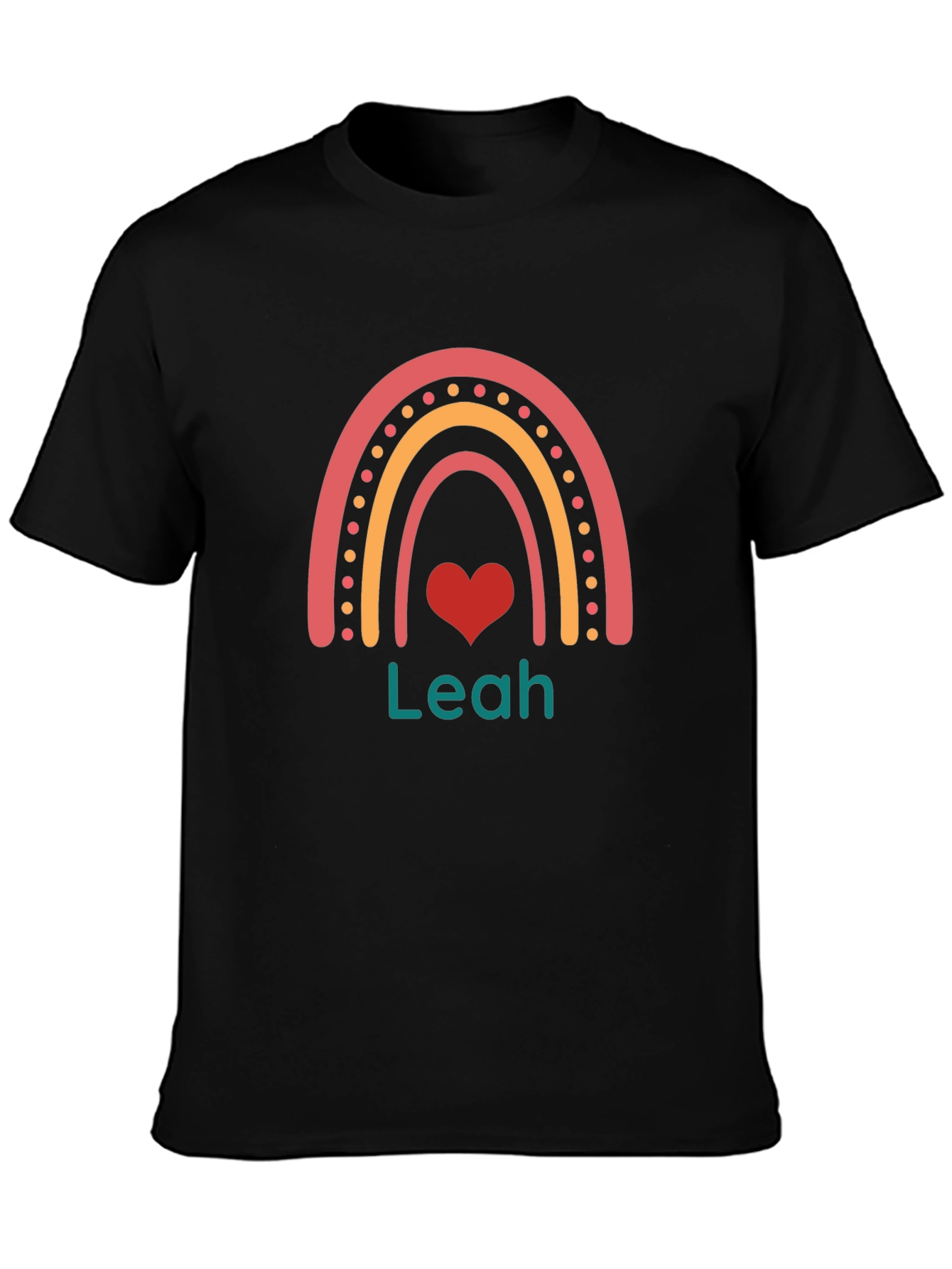 Personalized Leah Rainbow Heart T-Shirt
