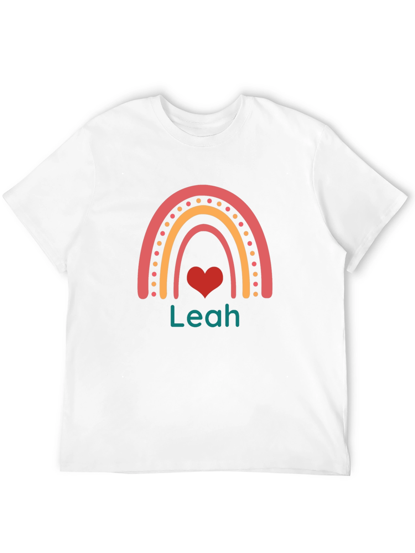 Personalized Leah Rainbow Heart T-Shirt