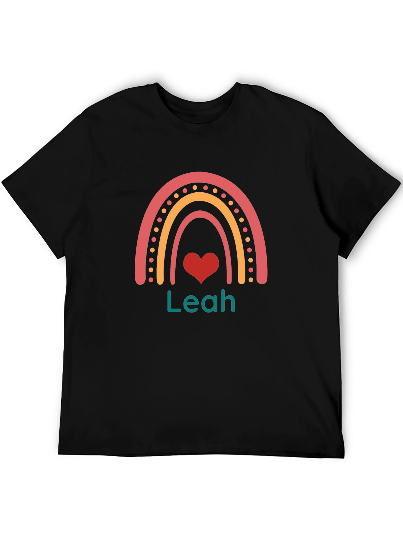 Personalized Leah Rainbow Heart T-Shirt