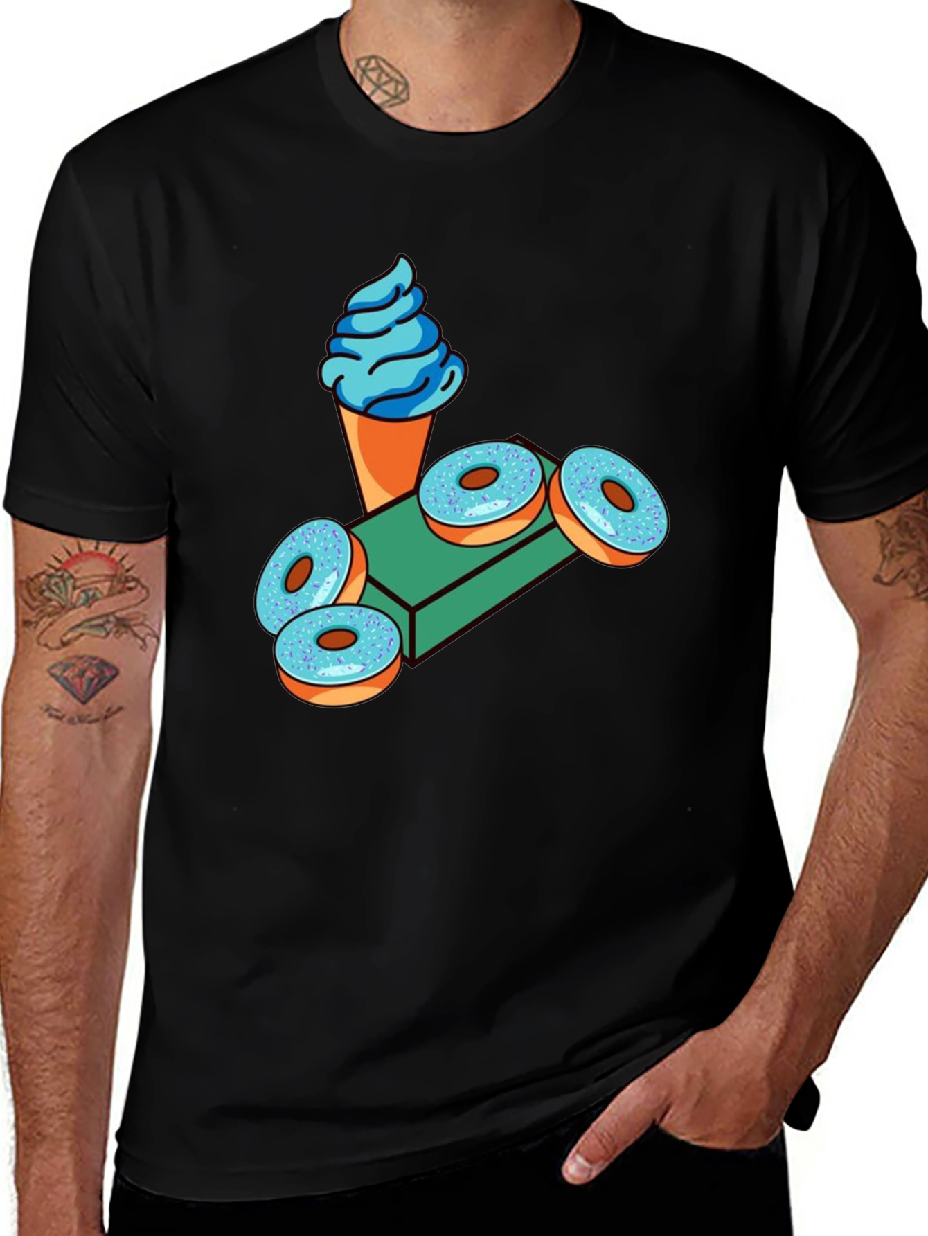 Novelty Graphic T-Shirt - Ice Cream and Donuts
