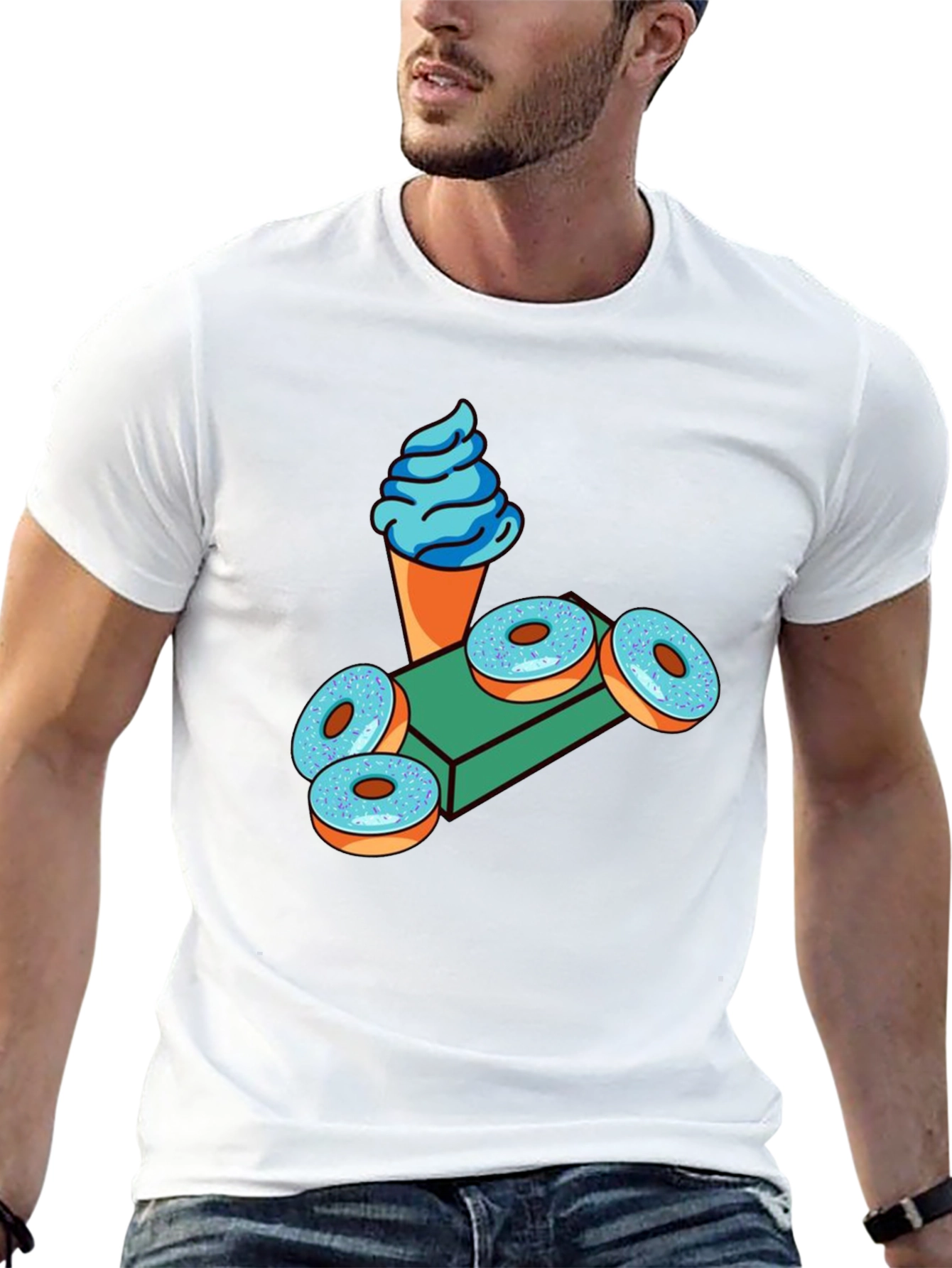 Novelty Graphic T-Shirt - Ice Cream and Donuts