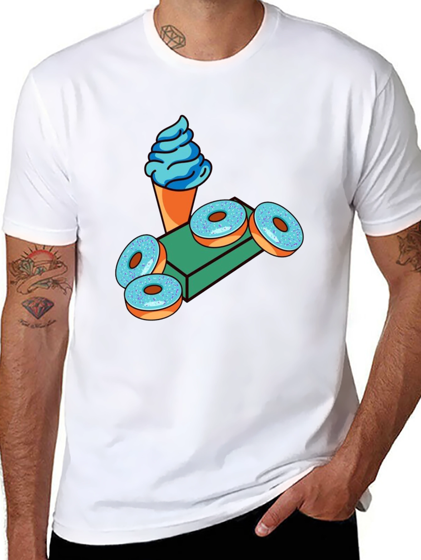 Novelty Graphic T-Shirt - Ice Cream and Donuts