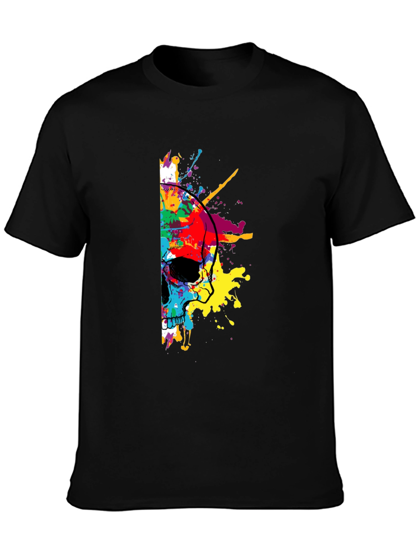 Skull Paint Splatter Graphic Tee
