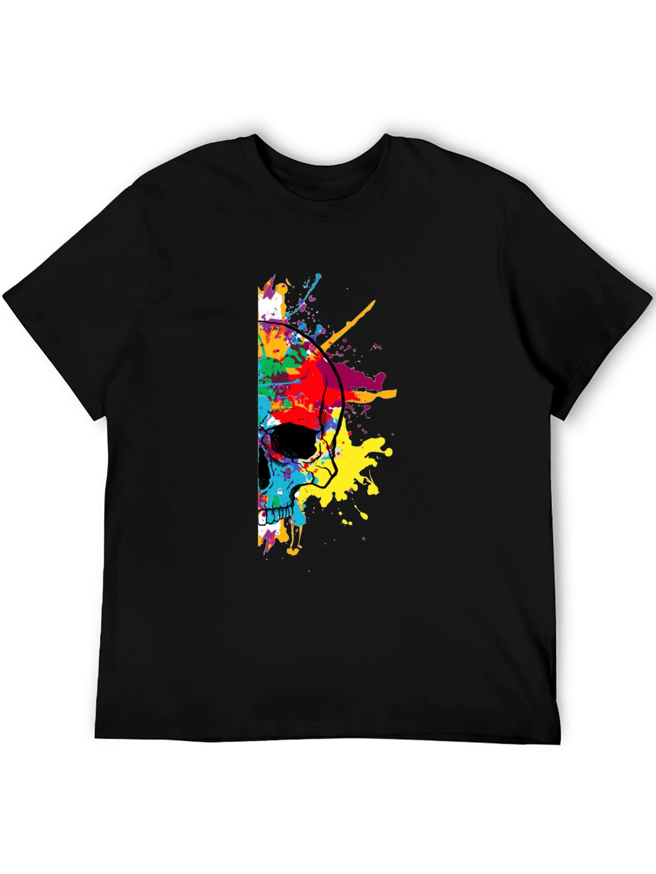 Skull Paint Splatter Graphic Tee