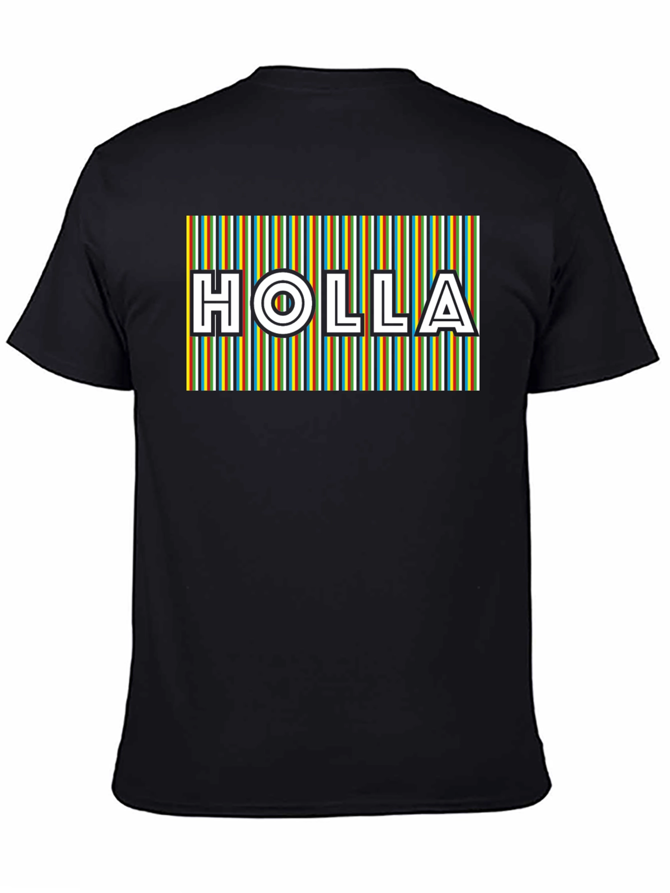 HOLLA Striped Graphic Tee - Mens Black T-Shirt