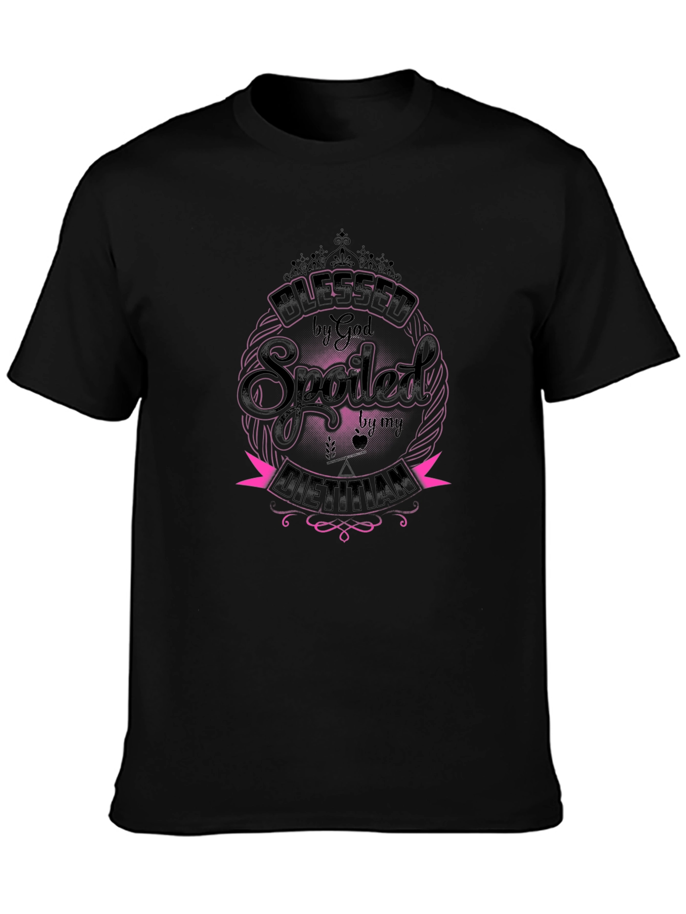 Blessed by God Spoiled by Dietitian Black T-Shirt