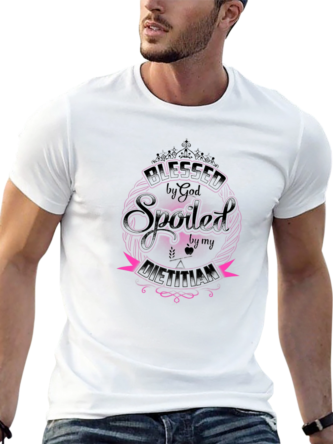 Blessed by God Spoiled by Dietitian Black T-Shirt
