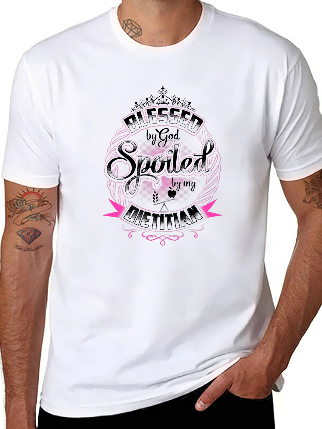 Blessed by God Spoiled by Dietitian Black T-Shirt