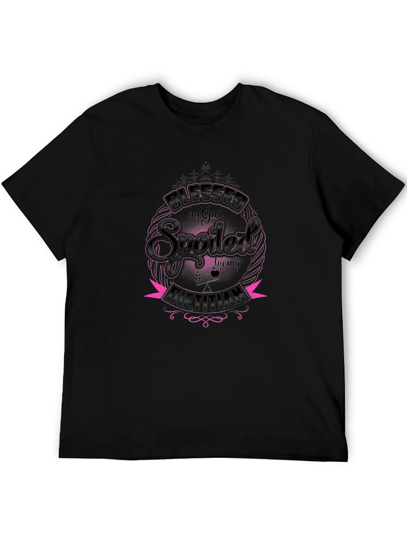 Blessed by God Spoiled by Dietitian Black T-Shirt