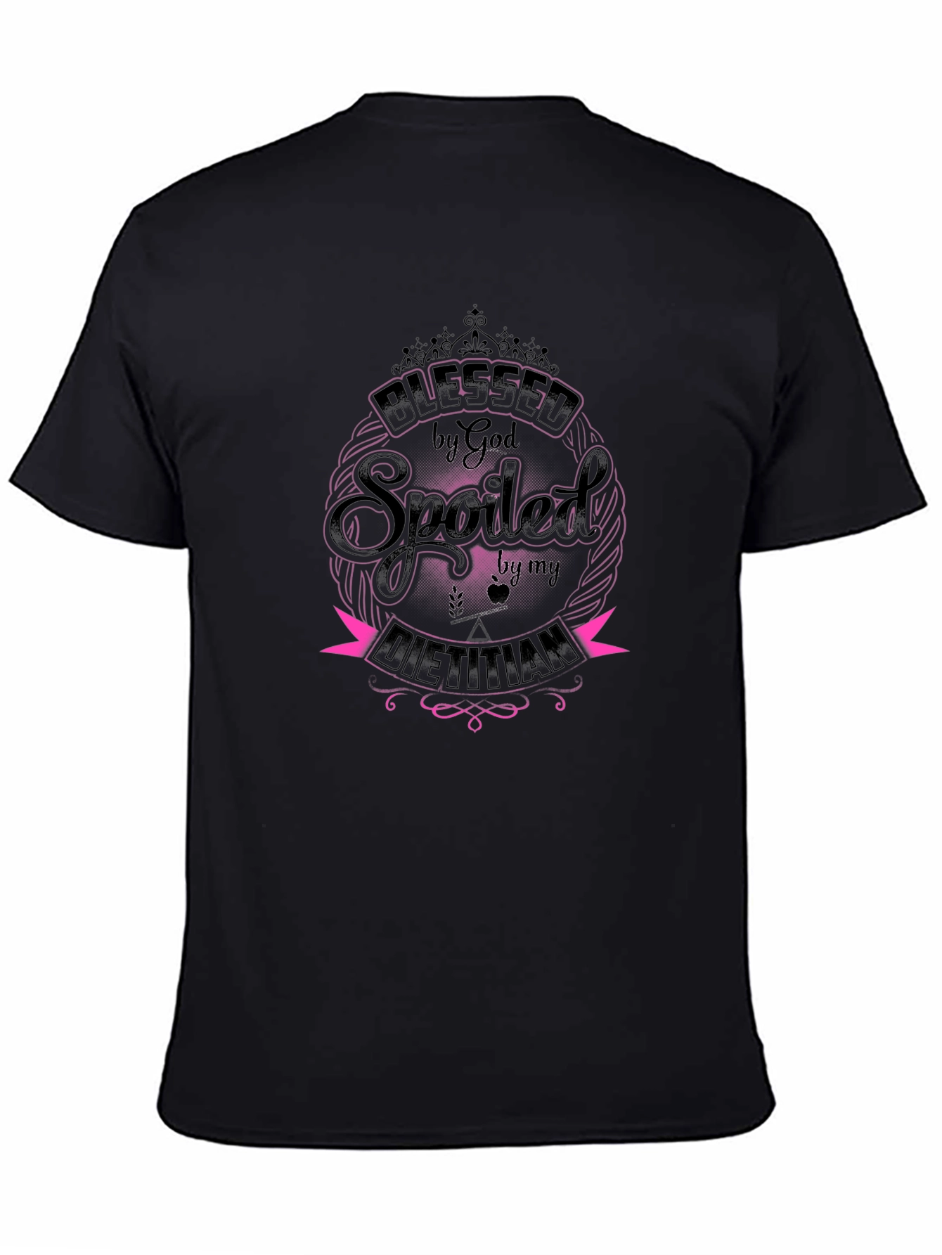 Blessed by God Spoiled by Dietitian Black T-Shirt