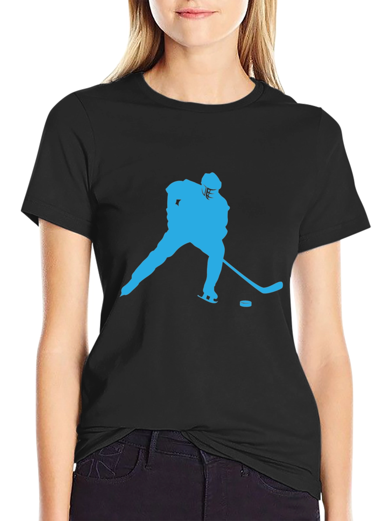 Hockey Player Graphic Tee - Black