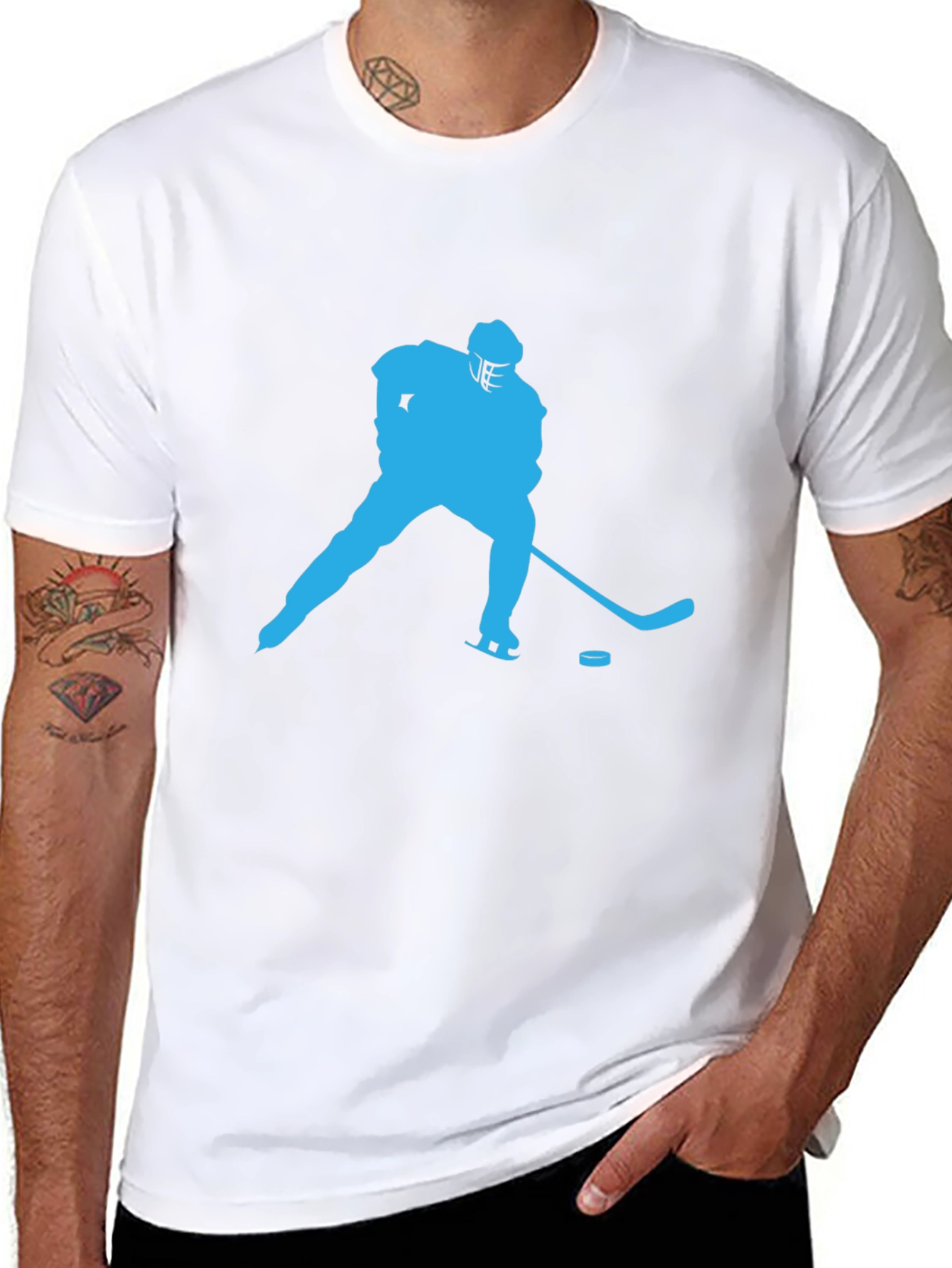 Hockey Player Graphic Tee - Black