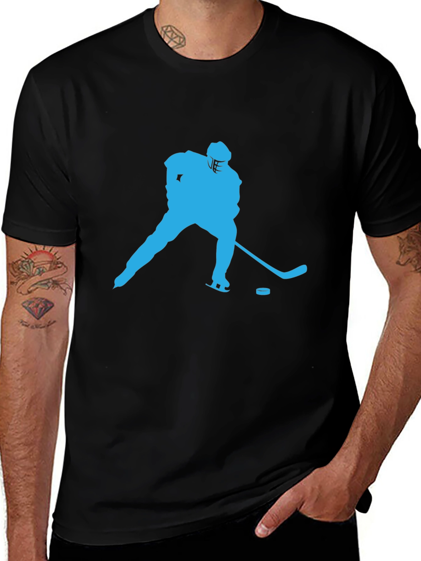 Hockey Player Graphic Tee - Black