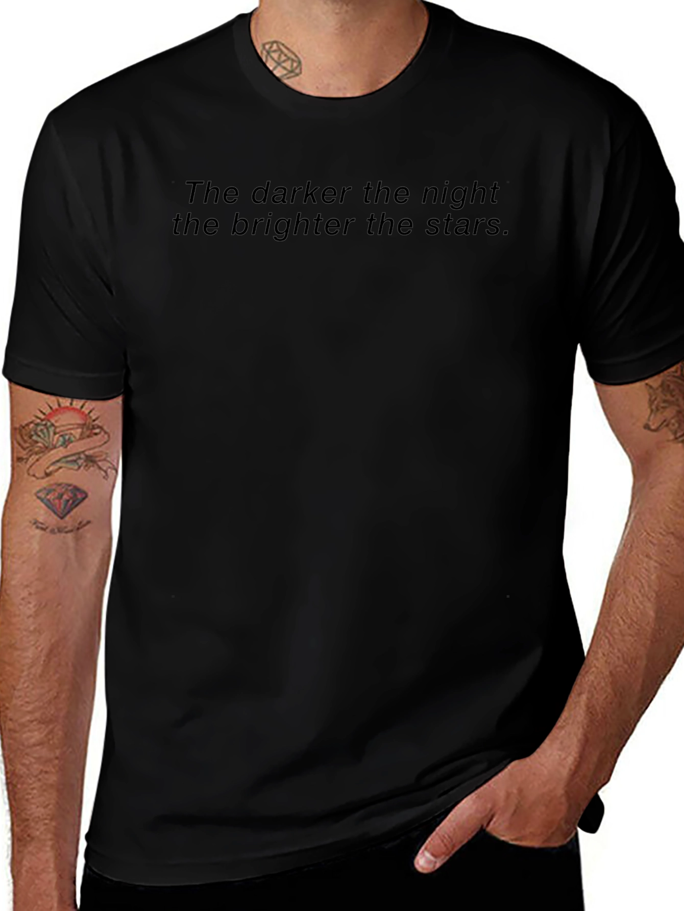 Inspirational Night Stars Graphic Black T-Shirt