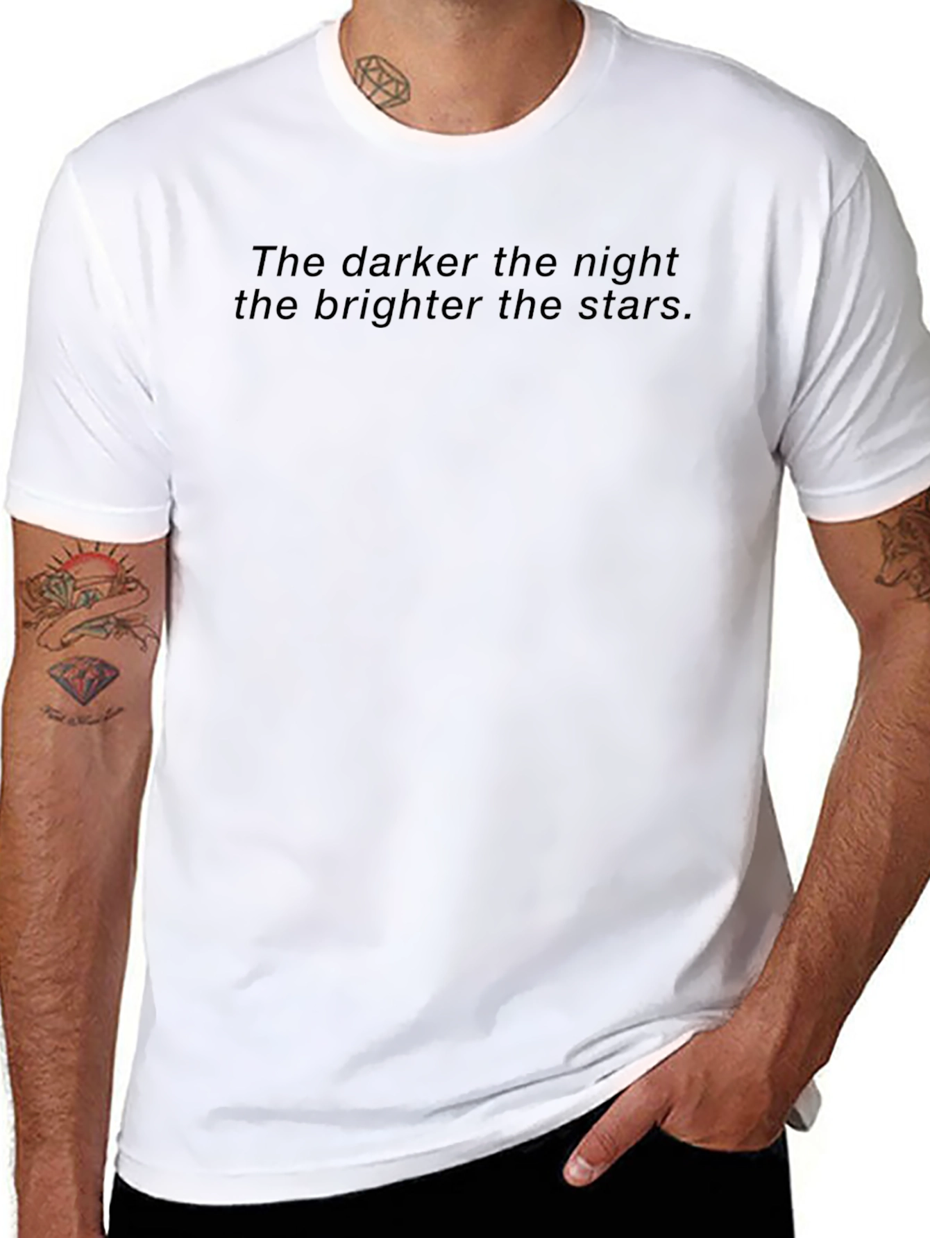 Inspirational Night Stars Graphic Black T-Shirt