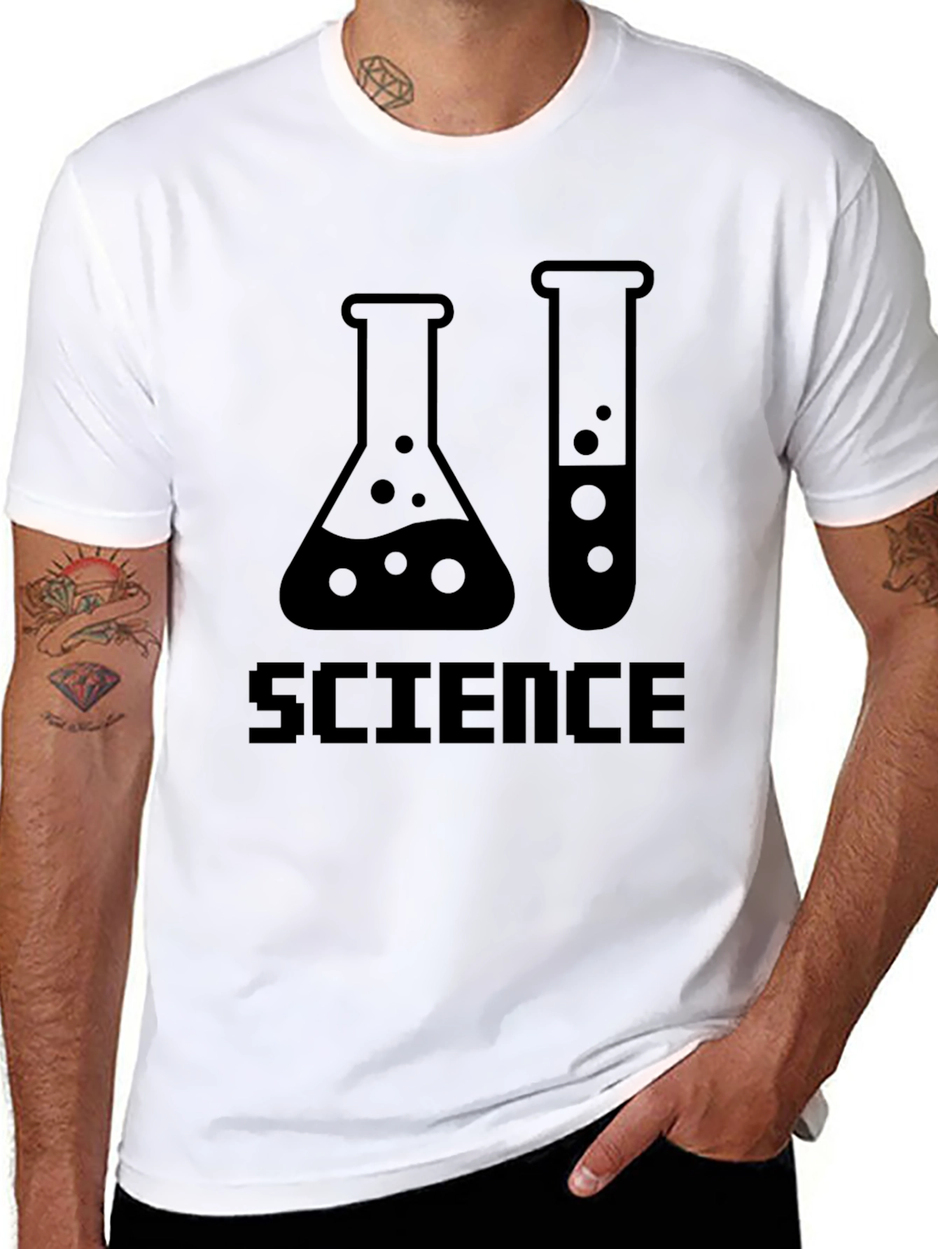 Science Beaker Graphic Black T-Shirt