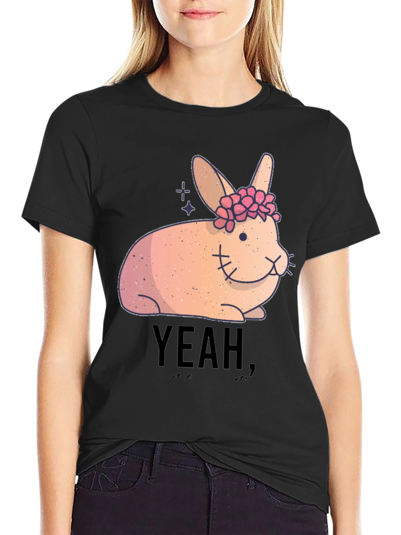 Yeah! Bunny Flower Crown Graphic Tee