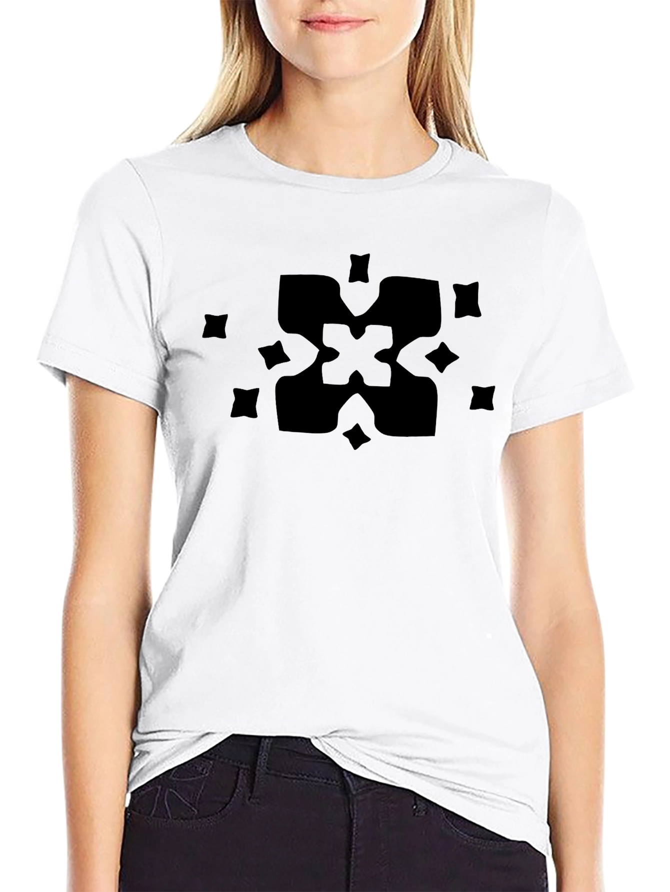 Abstract Geometric Pattern Black T-Shirt