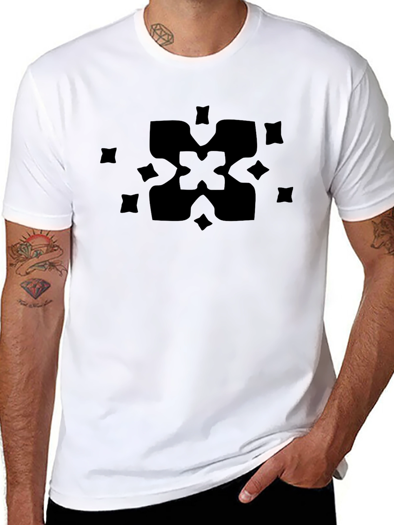 Abstract Geometric Pattern Black T-Shirt