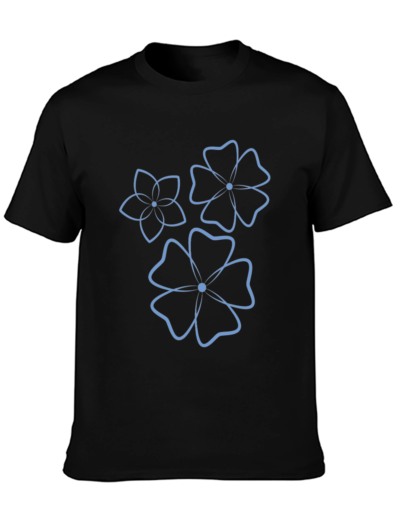 Floral Outline Black Tee