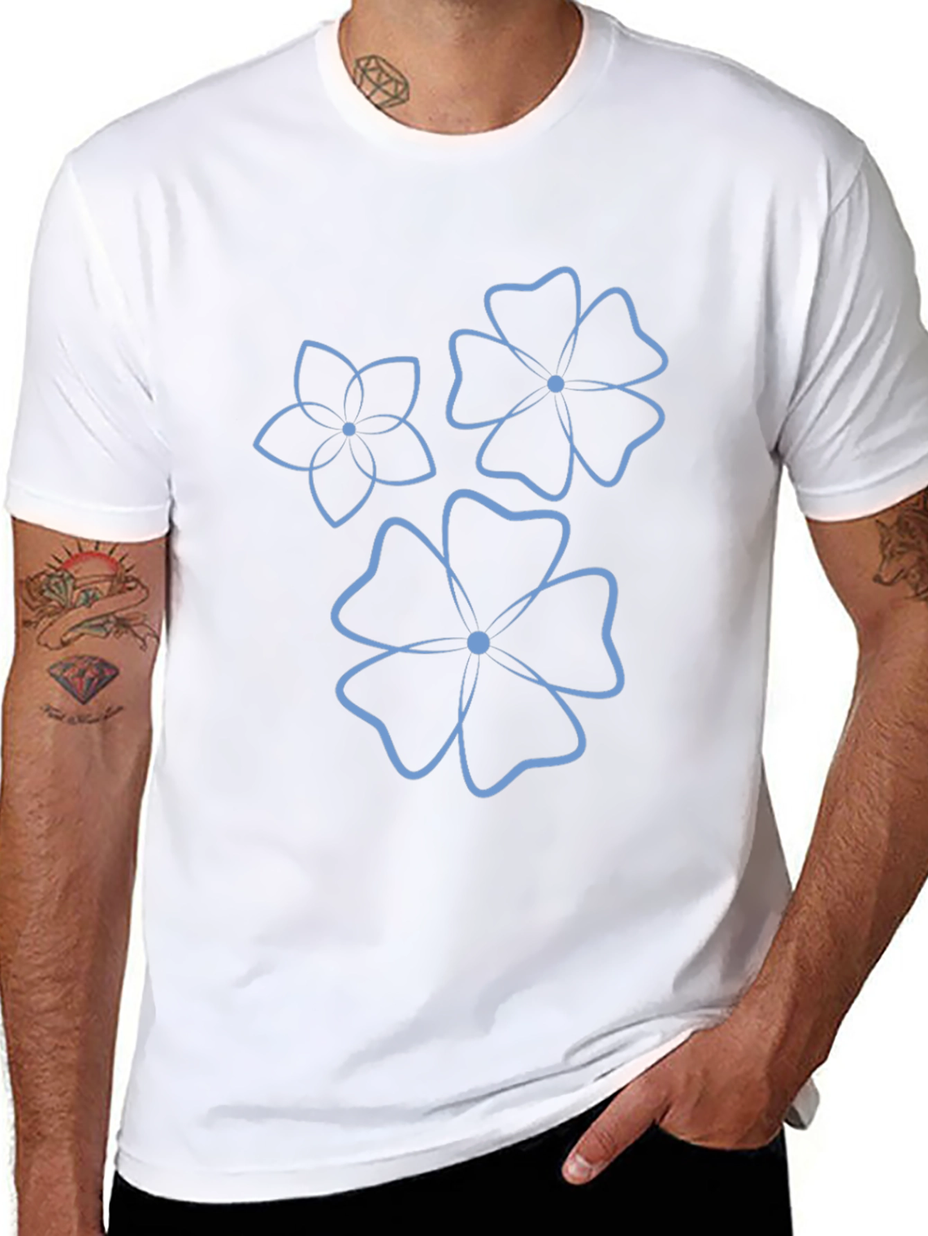 Floral Outline Black Tee