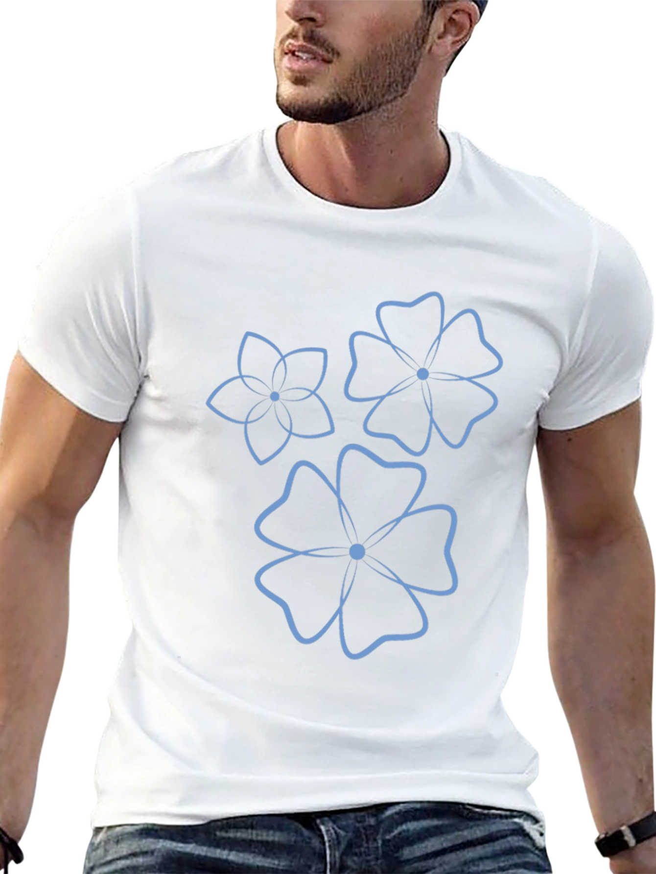 Floral Outline Black Tee
