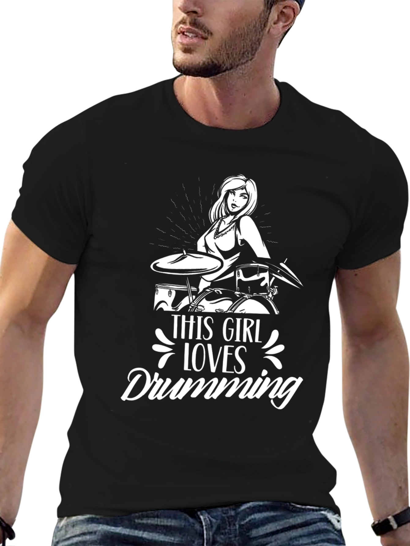 Drumming Girl T-Shirt - Musician Tee