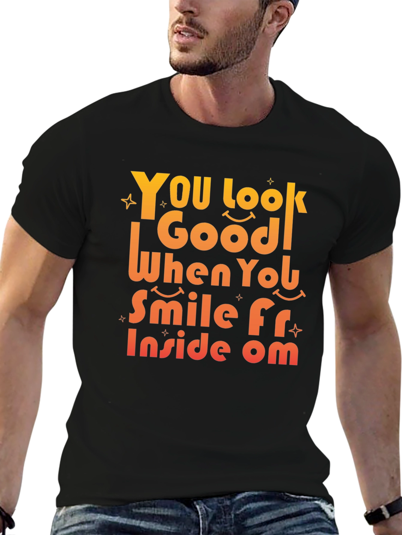 Smile From Inside Om Black Graphic Tee