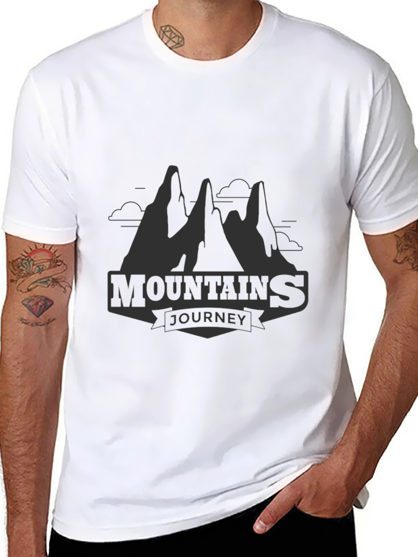 Mountains Journey Graphic T-Shirt - Black
