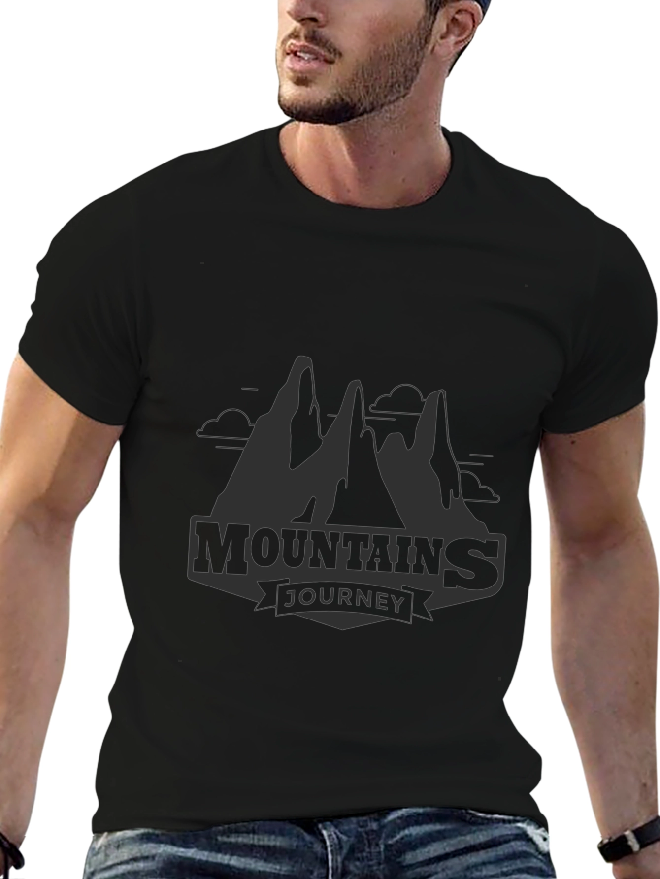 Mountains Journey Graphic T-Shirt - Black