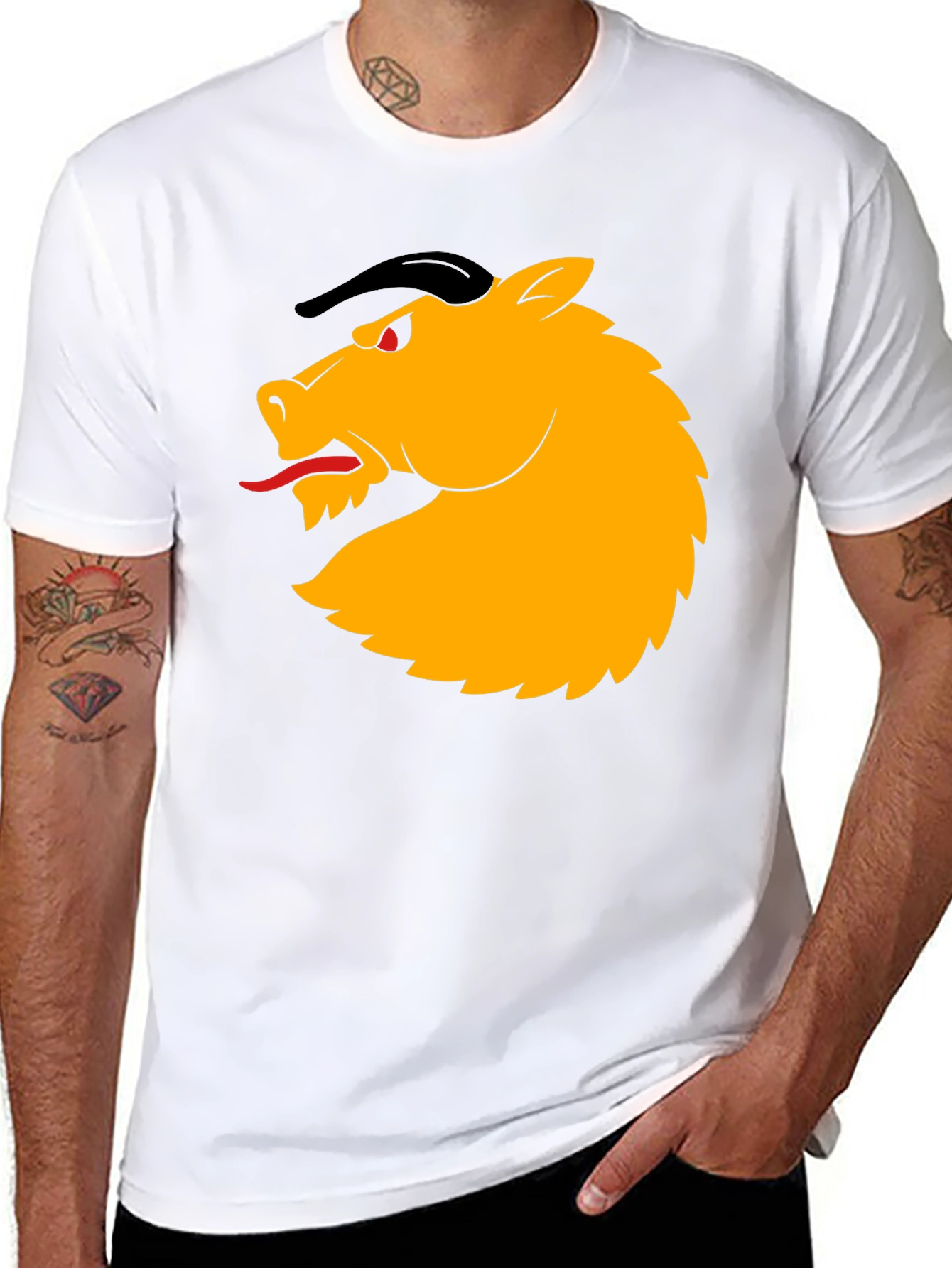 Black T-Shirt with Horse Design