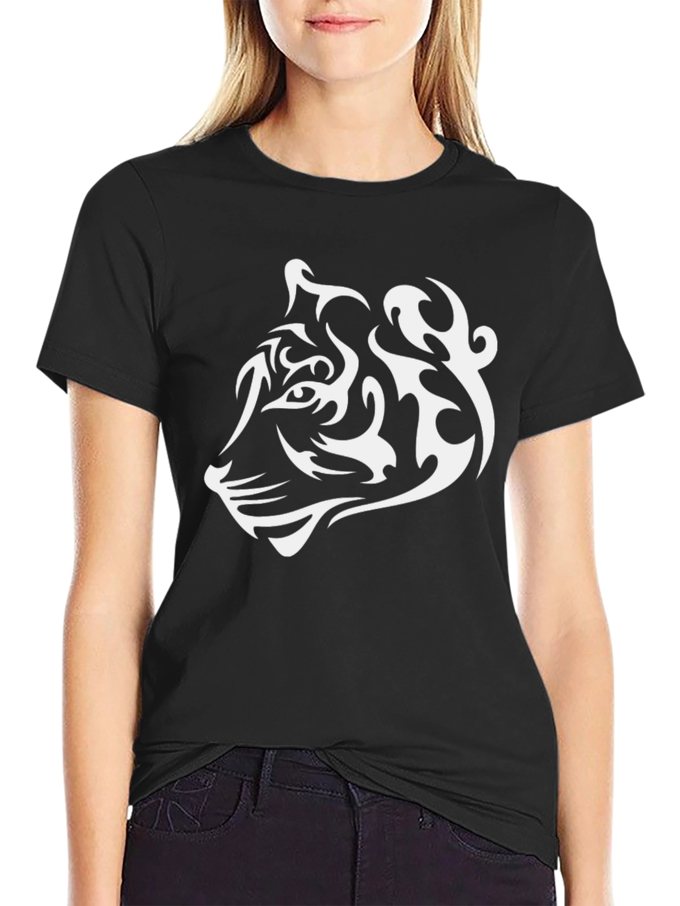 Tribal Tiger Graphic Tee - Cool Black T-Shirt