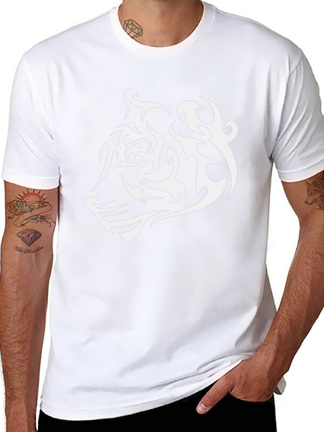 Tribal Tiger Graphic Tee - Cool Black T-Shirt